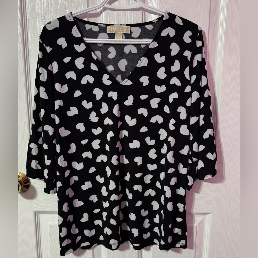 Michael Kors Black and White Floral Top